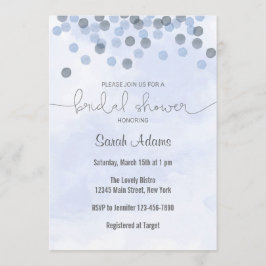 Blue Confetti Bridal Shower Invitation Kaart