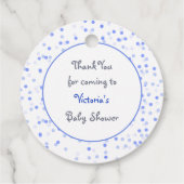 Blue Confetti Elephant Baby Jongensdouche Dank je Bedankjes Labels (Achterkant)