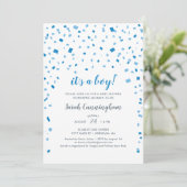 Blue Confetti Het is een Boy Baby shower Kaart (Staand voorkant)