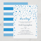 Blue Confetti Het is een Boy Baby shower Kaart (Voorkant / Achterkant)