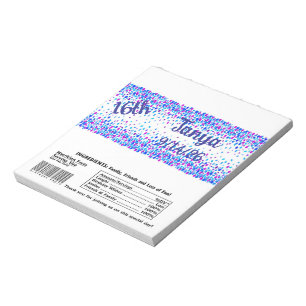 Blue Confetti Snoep Bar Wrapper Party Favoriet Notitieblok