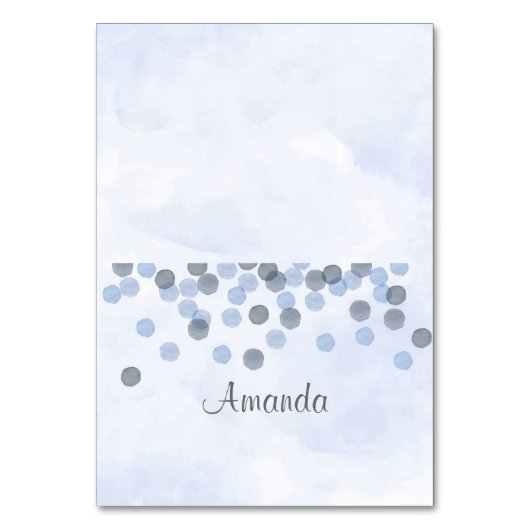 Blue Confetti Waterverf Place Card Kaart (Voorkant)