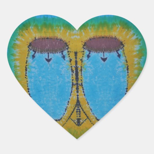Blue Conga Drums Tie Dye Hart Sticker (Voorkant)
