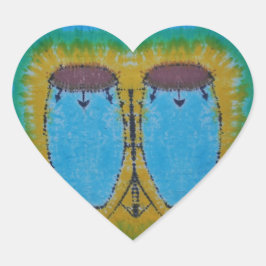 Blue Conga Drums Tie Dye Hart Sticker