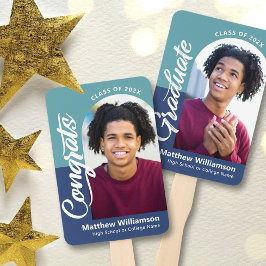 Blue Congrats Afstudeerder 2 Foto's Arch Bold Scri Handwaaier