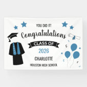 Blue Congratulations Graduation Spandoek (Horizontaal)