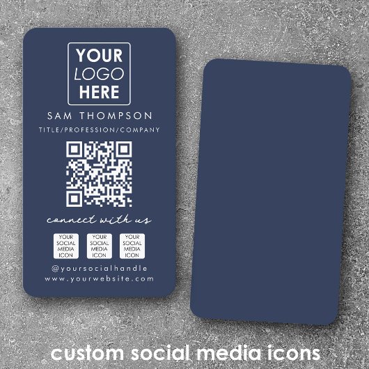 Blue Connect met ons Social Media QR Code Logo Visitekaartje