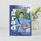 Blue Connections 2 in 1 Foto Afstuderen Kaart (Staand voorkant)