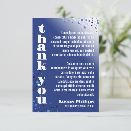 Blue Connections Foto-Afstuderen Bedankkaart (Staand voorkant)
