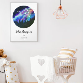 Blue Constellation Capricorn Horoscope Sign Gift Poster