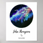 Blue Constellation Capricorn Horoscope Sign Gift Poster (Voorkant)