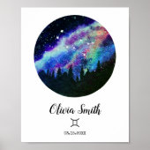 Blue Constellation Gemini Horoscope Sign Gift Poster (Voorkant)