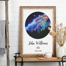 Blue Constellation Libra Horoscope Sign Gift Poster
