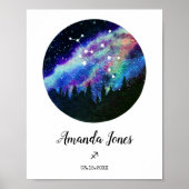 Blue Constellation Sagittarius Horoscope Sign Gift Poster (Voorkant)