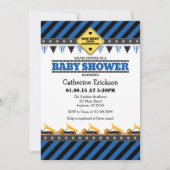 Blue Construction Baby shower Invitation Kaart (Voorkant)