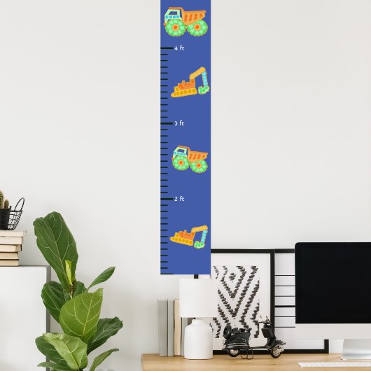 Blue Construction Pop it boys Growth Chart Poster (Thuiskantoor)