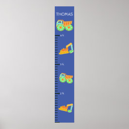 Blue Construction Pop it boys Growth Chart Poster