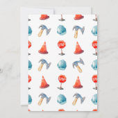 Blue Construction Trucks Boy Verjaardagsfeest Kaart (Achterkant)