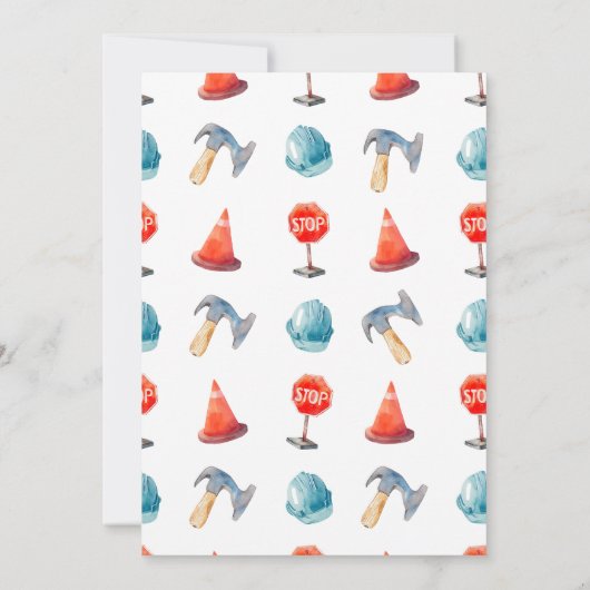 Blue Construction Trucks Boy Verjaardagsfeest Kaart (Achterkant)