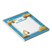 Blue Construction Trucks gepersonaliseerde mitswa Notitieblok (Schuin)