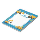 Blue Construction Trucks gepersonaliseerde mitswa Notitieblok (Linkerzijde)