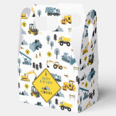 Blue Construction Trucks & Site Theme Birthday Bedankdoosjes (Geopend)