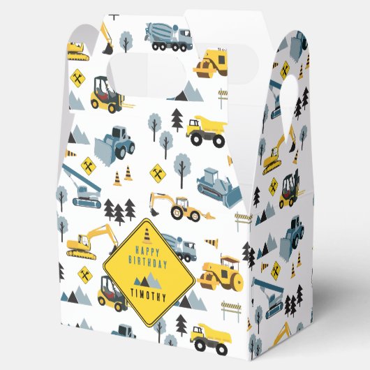 Blue Construction Trucks & Site Theme Birthday Bedankdoosjes (Geopend)