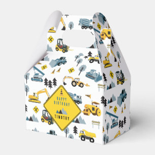 Blue Construction Trucks & Site Theme Birthday Bedankdoosjes