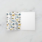 Blue Construction Trucks & Site Theme Birthday Kaart (Binnen)