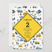 Blue Construction Trucks Site Theme Birthday Party Kaart (Voorkant)