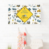 Blue Construction Trucks & Site Theme Birthday Spandoek (Insitu)