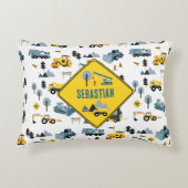 Blue Construction Trucks & Site Theme Pattern Accent Kussen (Voorkant)