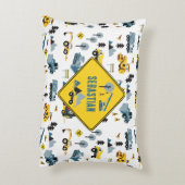 Blue Construction Trucks & Site Theme Pattern Accent Kussen (Achterkant (Verticaal))