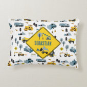 Blue Construction Trucks & Site Theme Pattern Accent Kussen (Achterkant)