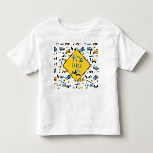 Blue Construction Trucks & Site Theme Pattern Age Kinder Shirts (Voorkant)
