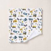 Blue Construction Trucks & Site Theme Pattern Bad Handdoek (Wasdoekje)