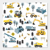 Blue Construction Trucks & Site Theme Pattern Behang (Voorkant)