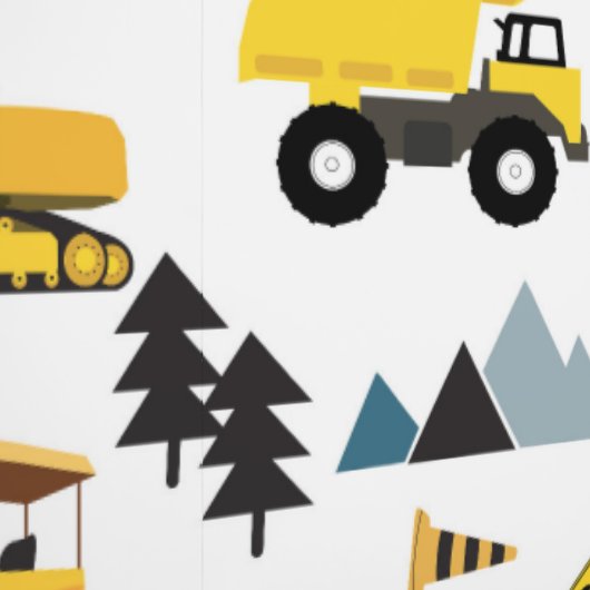 Blue Construction Trucks & Site Theme Pattern Behang (Zoom)