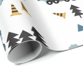 Blue Construction Trucks & Site Theme Pattern Cadeaupapier (Rol Hoek)