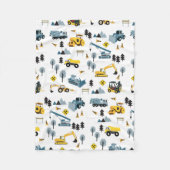 Blue Construction Trucks & Site Theme Pattern Fleece Deken (Voorkant)