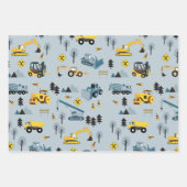 Blue Construction Trucks & Site Theme Pattern Inpakpapier Vel (Voorkant 3)