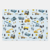 Blue Construction Trucks & Site Theme Pattern Inpakpapier Vel (Voorkant 2)
