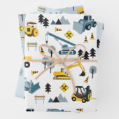 Blue Construction Trucks & Site Theme Pattern Inpakpapier Vel (In situ)