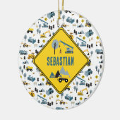 Blue Construction Trucks & Site Theme Pattern Keramisch Ornament (Links)