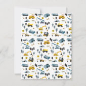 Blue Construction Trucks & Site Theme Pattern Kind Notitiekaartje (Achterkant)