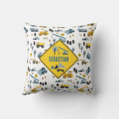 Blue Construction Trucks & Site Theme Pattern Kussen (Achterkant)