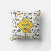 Blue Construction Trucks & Site Theme Pattern Kussen (Voorkant)
