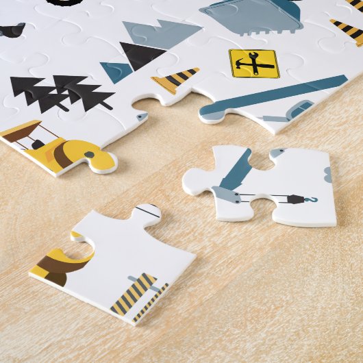 Blue Construction Trucks & Site Theme Pattern Legpuzzel (Zijkant)