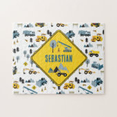 Blue Construction Trucks & Site Theme Pattern Legpuzzel (Horizontaal)