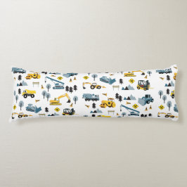 Blue Construction Trucks & Site Theme Pattern Lichaamskussen